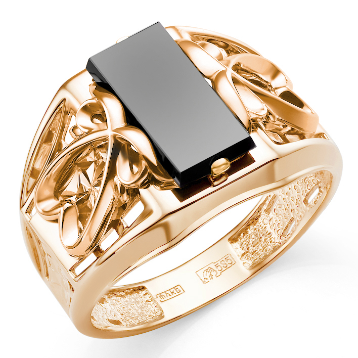 Кольцо, золото, оникс, 51-0054